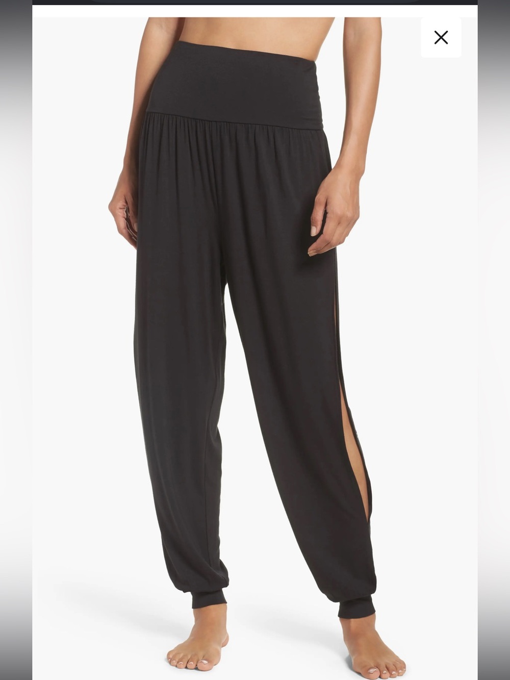 ALO Yoga Black Fold-Over Waist Jogger Split side Pants EUC 1384